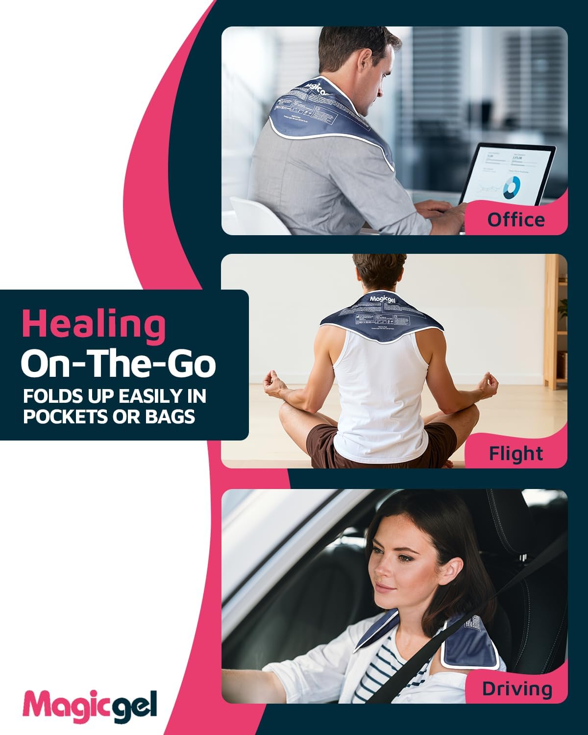 Magic Gel Neck Cooling Tube - Cooling Neck Ring - Reusable Ice Ring Wraps - Necks, Face Ice Coolers - Frozen Cool Wraps, Tubes for Summer Heat, Extremely Hot Weather - 2 Pack, B&W