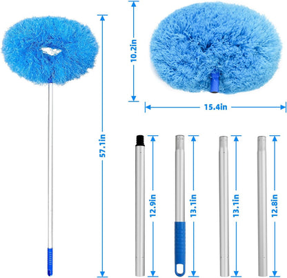 Retractable Gap Dust Cleaner Under Appliance Microfiber Duster Dust Brush with Extension Pole (36 to 49 inches) Cleaning Duster for Bed High Ceilings Furniture Bottom Household Gap Duster Gray