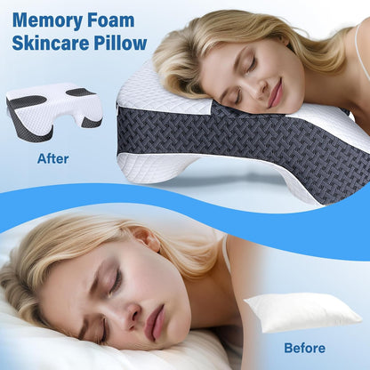 SAHEYER Side Sleeper Pillow with Arm Holes, 2 in 1 Shoulder Relief System for Rotator Cuff Pain, Memory Foam Pillow for Adults with 3 Arm Place Hole - for Side, Back and Stomach, Black