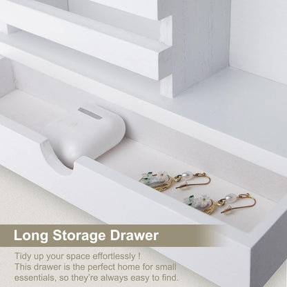 Key Holder Wall Mount, Mail Holder with Storage Drawer | Key and Mail Holder with 5 Key Hooks for Coat, Dog Leash, Home Decor Rack, House Accessories, Entry Way Organizer
