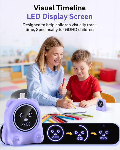 Visual Timer for Kids, 100 Min, Rechargeable Countdown Timers, Adjustable Sound Alert, Adjustable Brightness, Productivity Timers for ADHD, Silent Operation, Desk Time Management Tool for Toddler