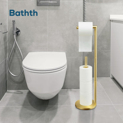 Toilet Paper Holder Stand, Brushed Nickel Toilet Paper Holder Free Standing | Stainless Steel Toilet Paper Holder for 4 Rolls, Bathroom Organizers and Storage with Anti-Slip Base and Rustproof