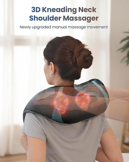 COMFIER Shiatsu Neck and Shoulder Massager with Heat,White Elephant Gifts for Adults,4D Deep Kneading Massage Pillow with Heat, Back Massager, Pillow Massage,Jet Black