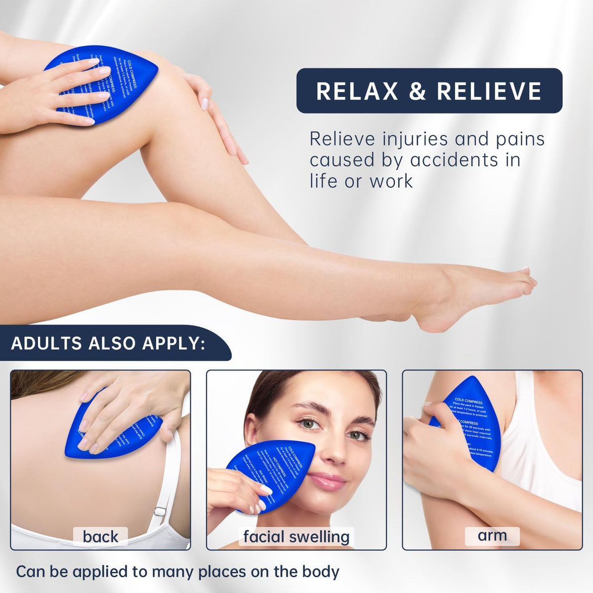 ZNÖCUETÖD 4 Packs Small Gel Ice Packs for Injuries Reusable Compatible with Wisdom Teeth Ice Pack Head Jaw Face Wrap Oral Dental Surgery Recovery