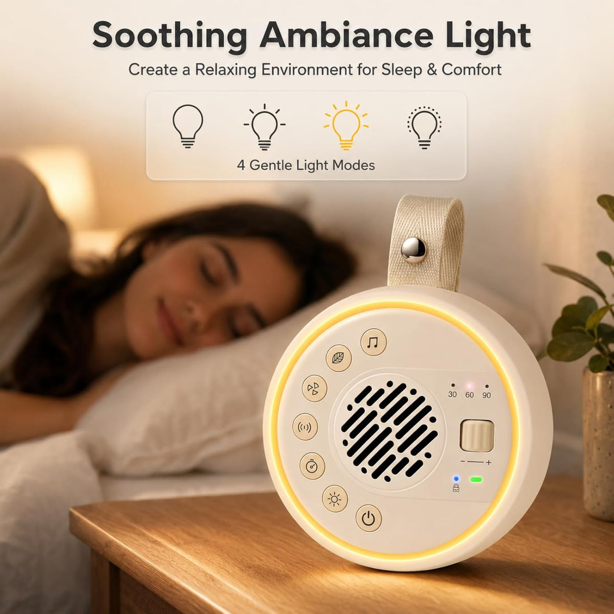 White Noise Machine, Portable Sound Machine with TWS Stereo Pairing, 22 Hi-Fi Soothing Sounds for Sleeping Adults & Family, 10H Battery Life, Travel Noise Machine with Safety Lock & Night Light