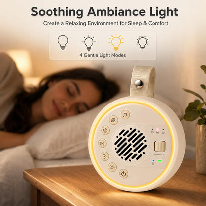White Noise Machine, Portable Sound Machine with TWS Stereo Pairing, 22 Hi-Fi Soothing Sounds for Sleeping Adults & Family, 10H Battery Life, Travel Noise Machine with Safety Lock & Night Light