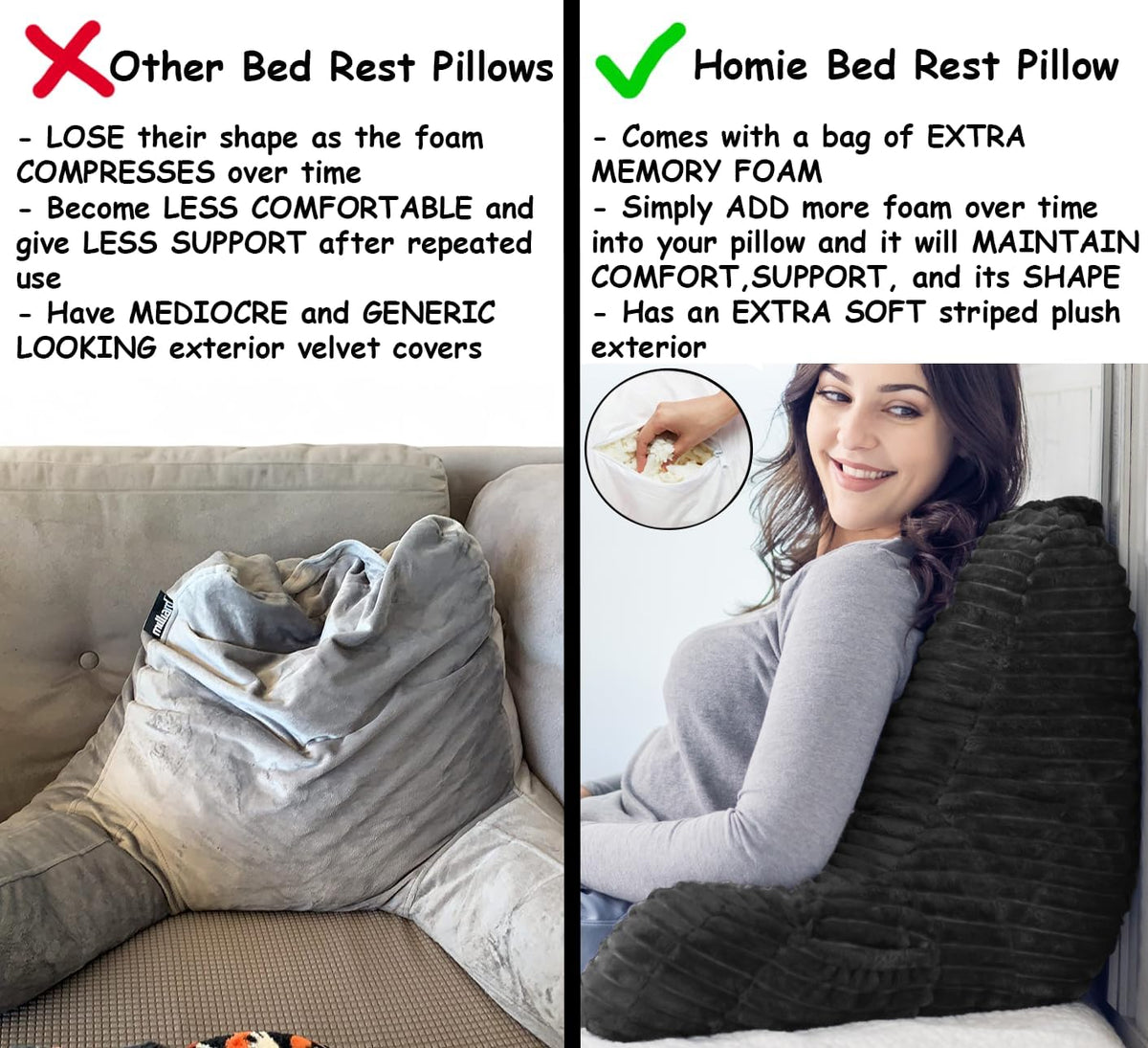 Homie Reading Pillow with Reading Light and Wrist Support, Has Arm Rests, and Back Support for Bed Rest, Lounging, Reading, Working on Laptop, Watching TV (Gray)