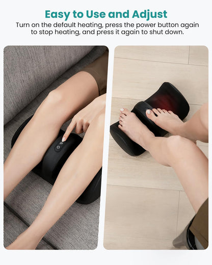 Nekteck Foot Massager with Heat & Foot Roller, Shiatsu Calf Leg Massager | for Circulation and Neuropathy Pain Relief for Feet Care Home Office Gadgets Relaxing Massage Tools Gifts for Women Men Dad