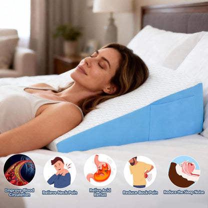 8" Leg Elevation Pillow, Memory Foam Wedge Pillow for Leg & Knee Support | Knee, Hip & Ankle Support. Elevates Legs For Comfortable Sleeping, Resting, And Recovery With A Supportive Wedge Shape.