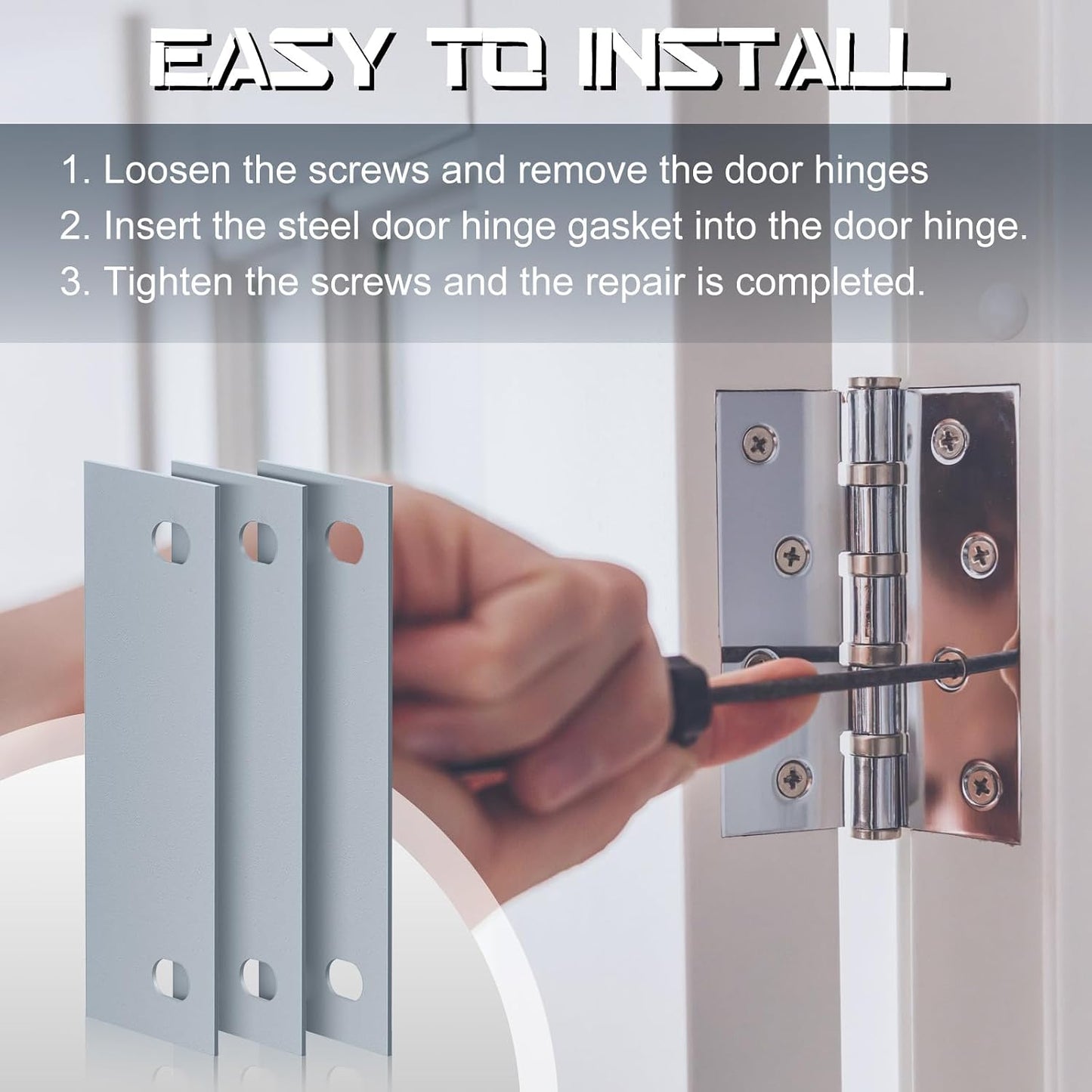 Zonon 20 Pcs Door Strike Plate 4.5 x 1.5 Inches Door Hole Filler Plate Hole Cover Steel Hinge Cut Out for Metal Frames, Silver Gray