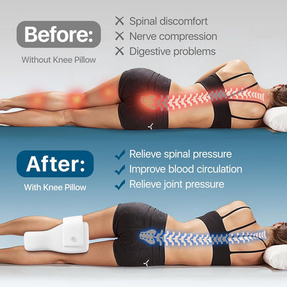 Knee Pillow for Side Sleepers, Large Comfortable Memory Foam Leg Pillow for Side Sleeping, Adjustable Strap, Pillow Sleeping Between Legs Aligns Spine, Relief for Sciatica, Back, HIPS, Knees, Joints