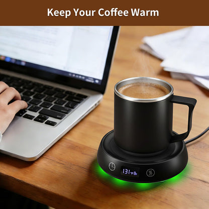 Coffee Mug Warmer + Mug Set, Cup Warmer for Desk, Candle Warmer with Timer | Electric Beverage Milk Tea Hot Drinks Warmer, 4 Temp Setting, 8H Auto Shut off Timer, Home Office Birthday Present
