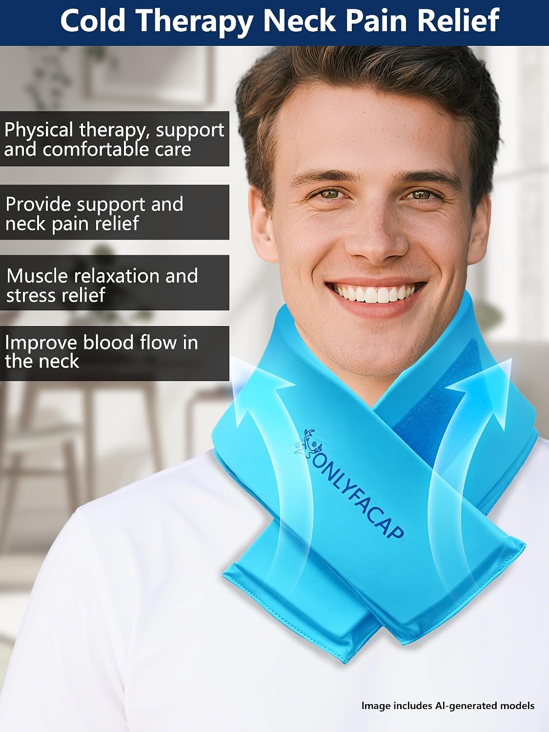 Flexible Neck Ice Pack Wrap,Gel Cold Therapy for Pain Relief | reusable,cool ice silk,stays cold 20 to 30 mins,dual hot & cold,hands-free, Ideas for tech neck, office workers and injuries