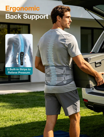 ALLJOY Cordless Heating Pad for Back 67", FSA Eligible Lower Back Massager | Portable Back Heating Pad with Massager for Back, Birthday Gifts for Women Men, 40Mins Auto-off, 3 Heat 5 Vibration - Gray