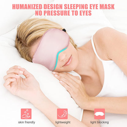 Silk Sleep Mask with Cooling Gel Eye Mask, Warm and Cold Compress, Heated Eye Mask for Tired Eyes, Stain Eye Cover Sleeping Mask for Travel, Home, Office, Yoga, Total Blackout (Black)
