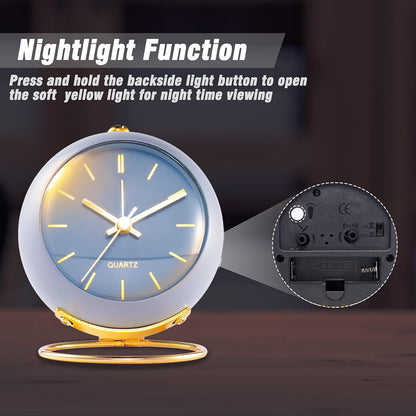AYRELY® Battery Operated Analog Desk Alarm Clock with Light, Table Clock | Retro Aesthetic Clock with Silent Non-Ticking Movement for Bedside, Bedroom, Kitchen, Office, Travel & Kids' Room(Light Pink)