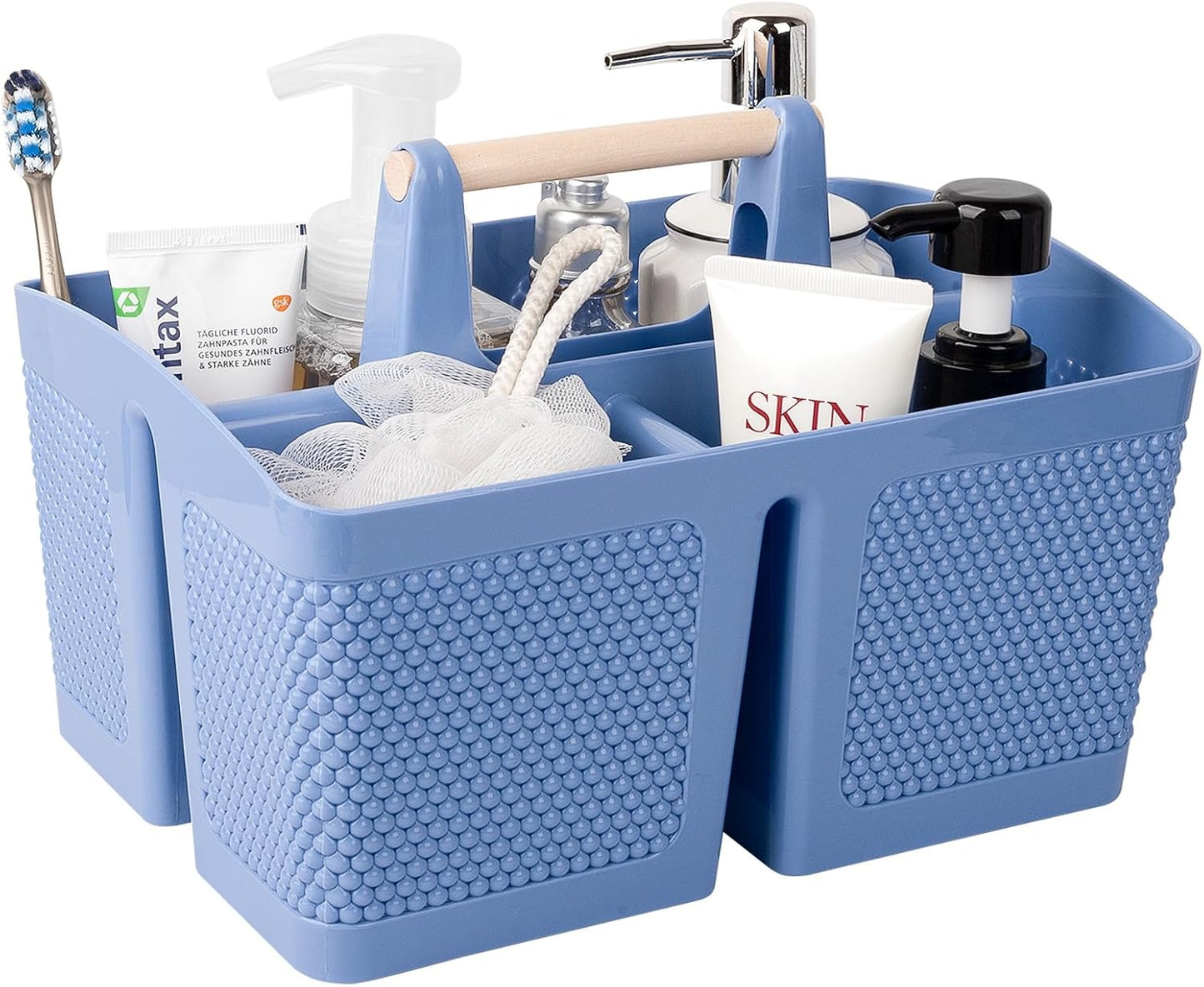 rejomiik Plastic Shower Caddy, Portable Shower Basket with Handle, Cream | Cleaning Caddy Organizer for Bathroom, College Dorm Room Essentials, Storage Tote