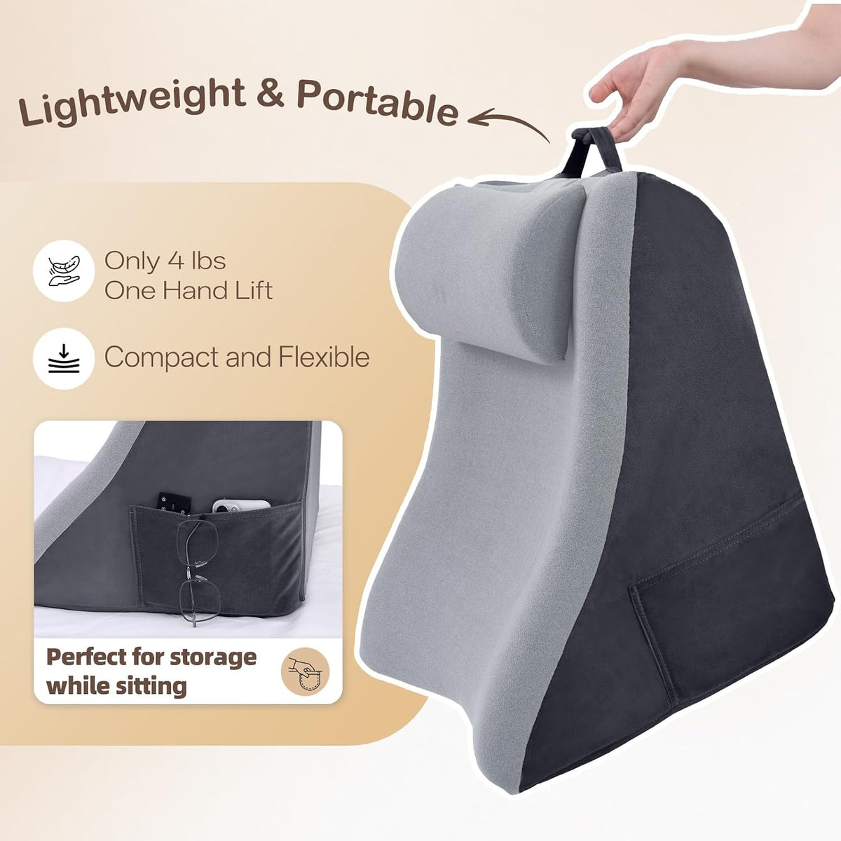 Vekkia 21” Back Rest Pillow with Dual-Layer Foam for Reclining and Sitting