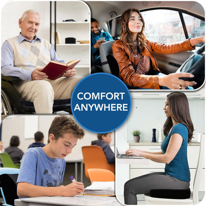 Memory Foam Seat Cushion & Lumbar Support Pillow for Office Chair Car Wheelchair Orthopedic Chair Pad and Back Cushion with Adjustable Straps for Lower Back, Tailbone, Sciatica, Hip Pain Relief
