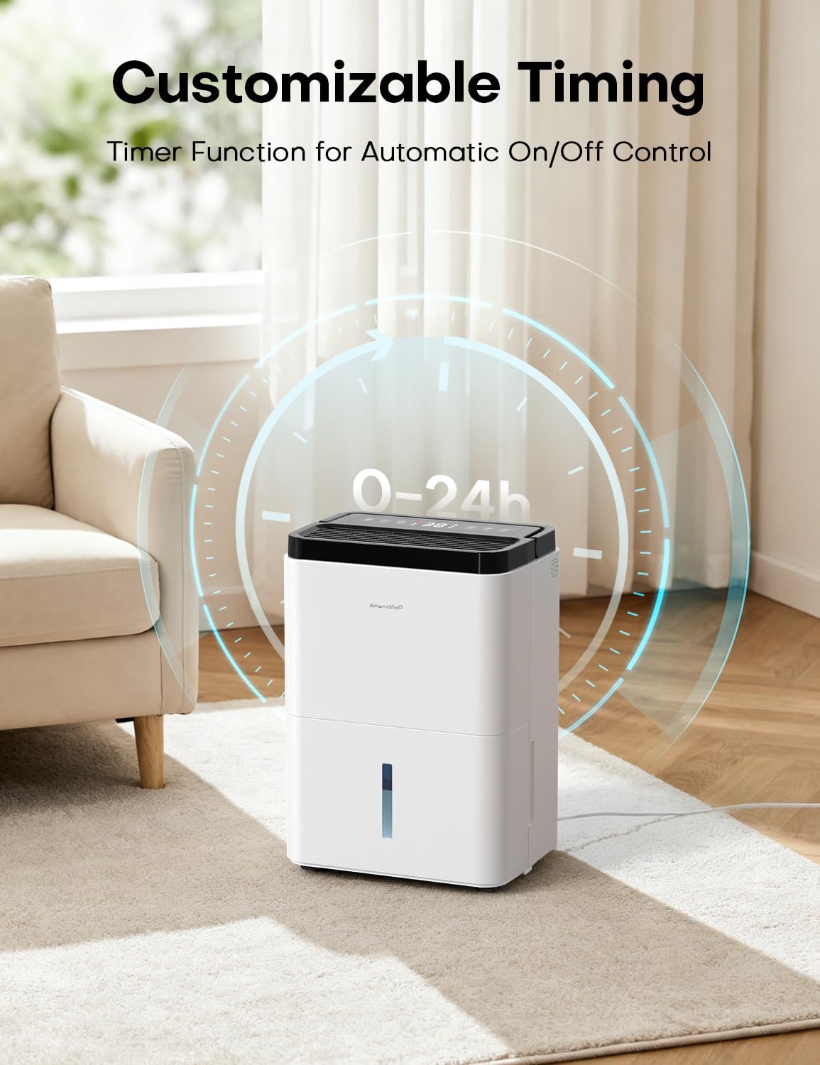 Small Dehumidifier,35OZ,25dB Quiet for Bedroom Bathroom Closet | 350 Sq.Ft, Energy Saving, Auto Defrost, Auto Shut-off, Colorful lights, for Wardrobe Office & RV, White