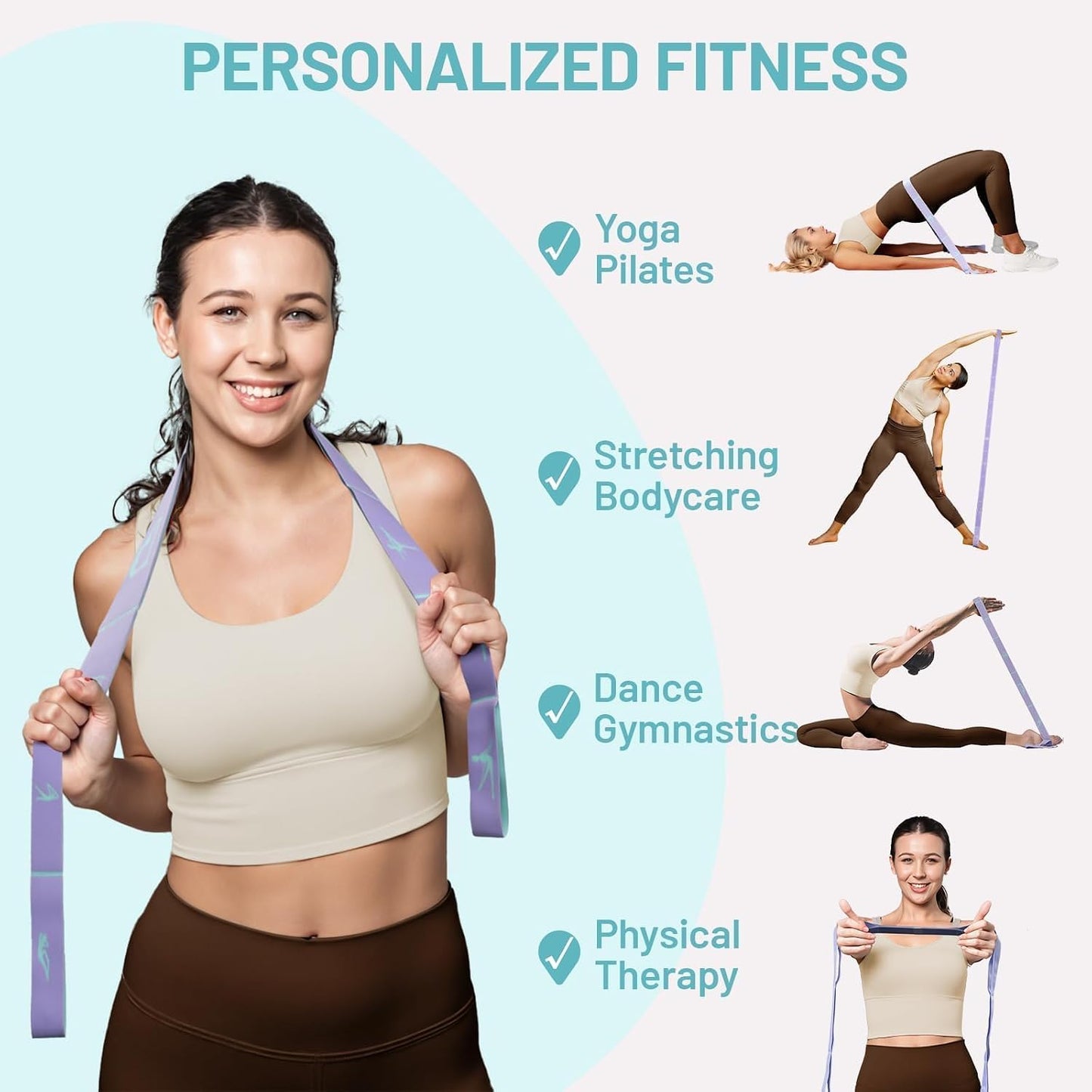 Stretch Strap, Multi-Loop for Physical Therapy,Elastic Yoga Stretching Strap for Dance,Yoga, Pilates & Gymnastics Exercise, Ballet Stretching Band for Flexibility, Leg Stretching
