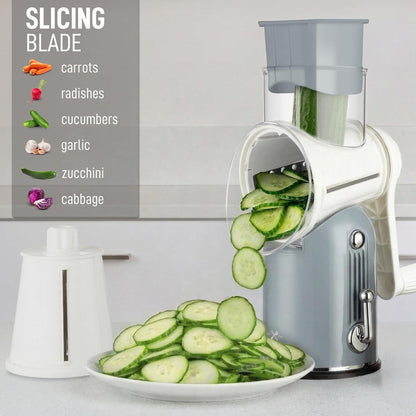 Zulay Kitchen Rotary Cheese Grater 5 Blade Cheese Shredder - Manual Hand Crank Cheese Grater With Reinforced Suction & 5 Interchangeable Drums - Easy to Use, Vegetable Chopper Round Mandoline Slicer - Colors A