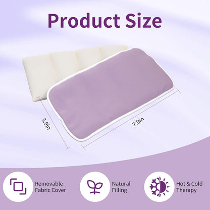 Lavender Weighted Eye Pillow with Washable Linen Cover | 100% Natural Flaxseed Microwavable Moist Heat & Cooling Ice Compress Mask for Dry Eyes, Stress Relief, Puffy Eyes, Yoga Gift