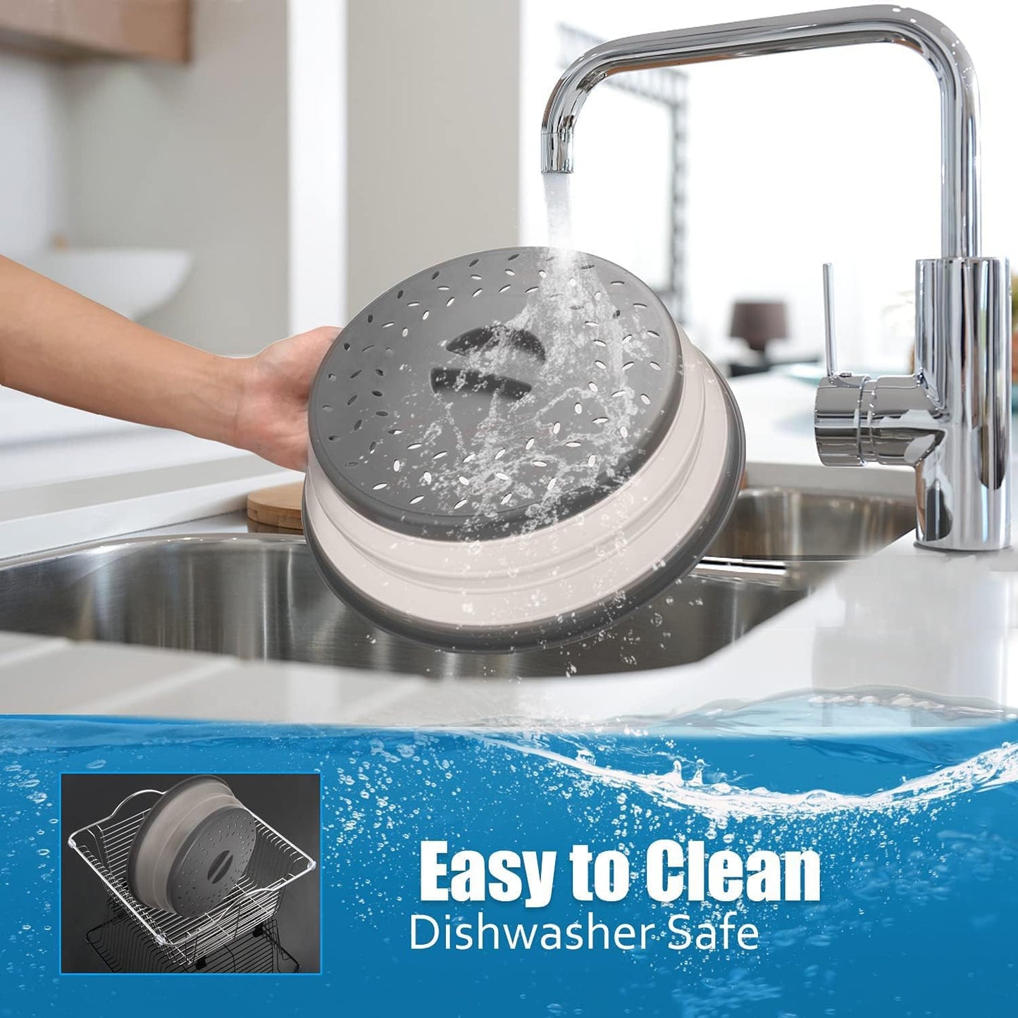 12“ Large Microwave Splatter Cover & Silicone Mat,12 Inchs Vented Collapsible Guard dish Plate lid & Round Kitchen mat for food