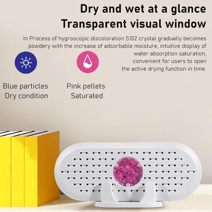 Mini Closet Dehumidifier, Rechargeable ABS 5W 6V White Effective Portable Electric Dehumidifiers Reusable Desiccant for Closet Shoe Cabinet