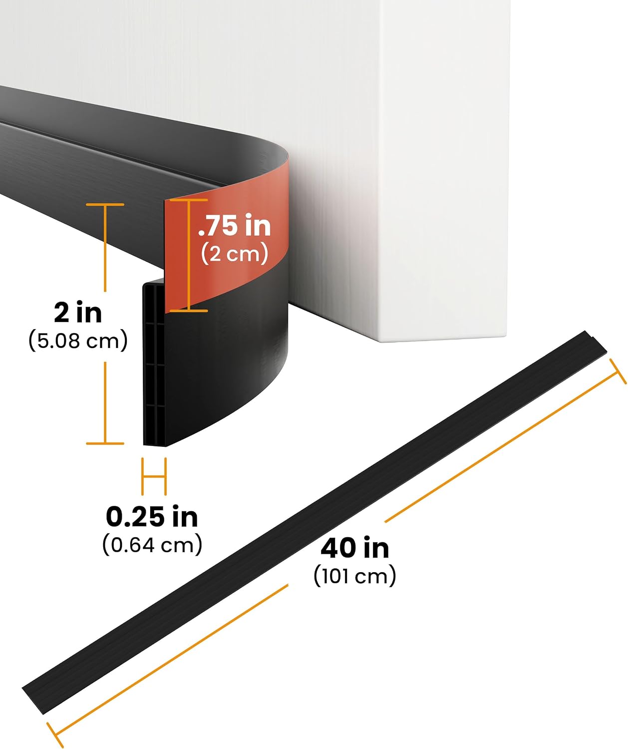 Everlasting Comfort (2 Pack) One-Sided Door Draft Stopper for Bottom of Doors - Premium Door Sweep, Quick Install Sound Proofing Strip Gap Filler, Noise Blocker for Home, Bedroom, Apartment - White