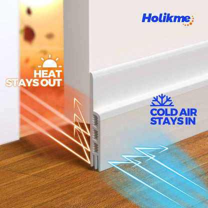 Holikme Door Draft Stopper 2-Pack, Under Door Seal for Bottom Gap Filler | Strong Adhesive Silicone Weather Stripping Garage Window Blocker Cold Air & Noise, Easy Install Door Sweep Strip Save Energy