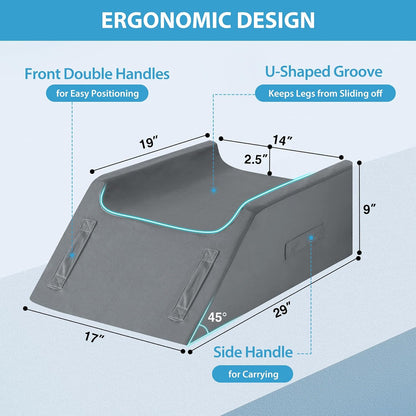 MEGCXIT Leg Pillow Elevation Blood Circulation, Wedge Pillow for Legs Swelling, Knee Pillow Wedge Post Surgery, Leg Elevation Pillows for After Surgery, Memory Foam Foot Leg Elevating Pillow, Grey