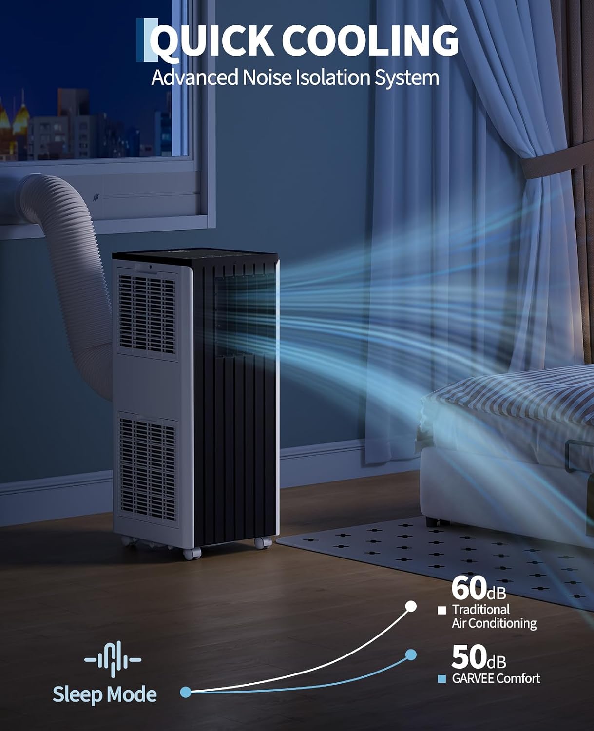 10000 BTU Portable Air Conditioner, 3 In1 Cooling Dehumidifier Fan, Quiet Fast Cooling, 4 Way Swing, LED Display, Remote, 24H Timer, 360° Wheels, Window Kit, Cools Rooms Up to 450 Sq.ft