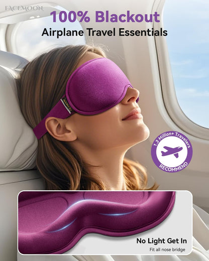 FACEMOON 3D Blackout Weighted Sleep Mask, Airplane Travel & Nurse Essential