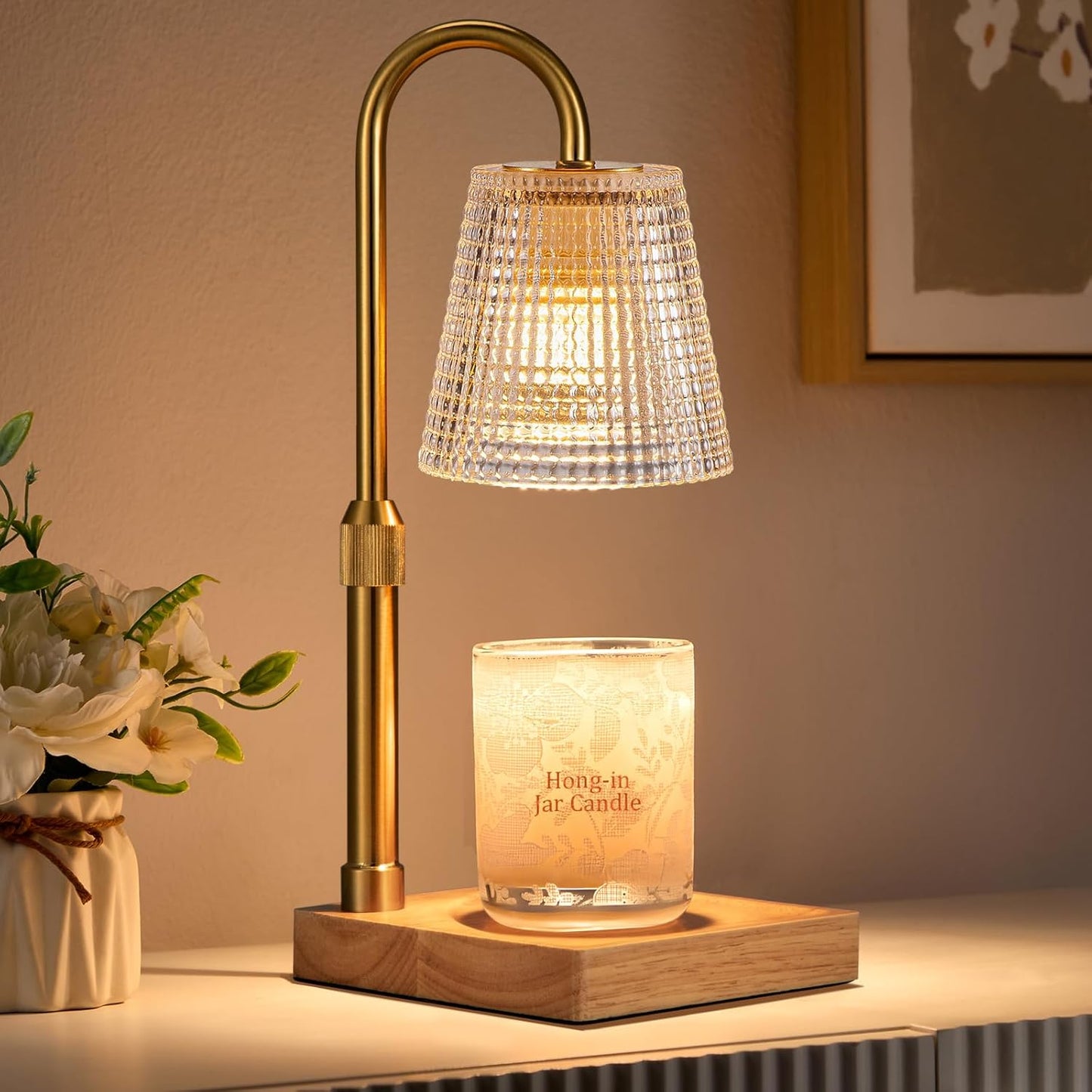 Hong-in Candle Warmer Lamp with Timer, House Warming Gifts New Home Decor | Dimmable & Adjustable Height, Electric Wax Warmer for Scented Wax Jar Candles,Gifts for Women Mom Sister