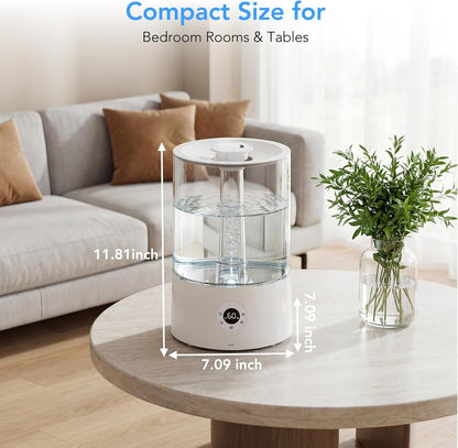 Electactic 4L Top Fill Humidifier for Bedroom, Auto Constant Humidity, Smart Control, Quiet Ultrasonic Cool Mist, 360° Nozzle, 3 Mist Levels, 7-Color Light for Home Office Baby Room