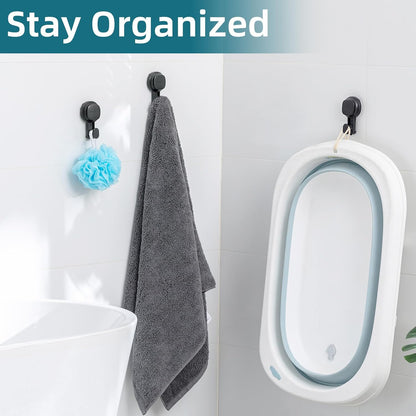 TAILI 2 Pack Upgraded Suction Cup Razor Holder for Shower Waterproof, Black | Visible Safety Indicator, Rust-Resistant Bathroom Organizer, No-Drill Glass Shower Wall Hook for Towel,Loofah,Razor,Squeegee