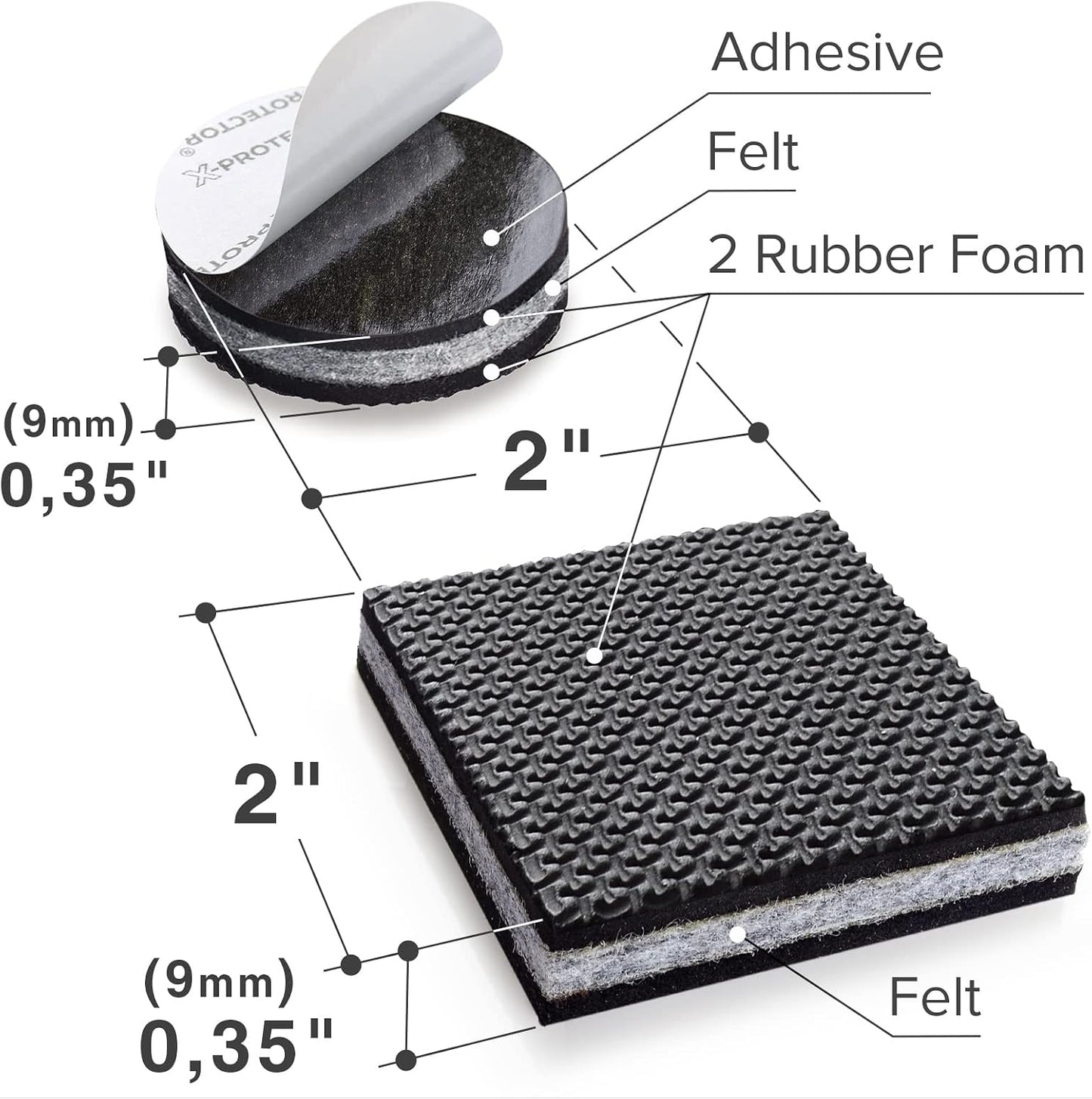 X-PROTECTOR Non Slip Furniture Pads – 24 pcs Premium Furniture Grippers 2"! | Best Self Adhesive Rubber Feet Furniture Feet – Ideal Non Skid Furniture Pad Floor Protectors – Keep Furniture in Place!