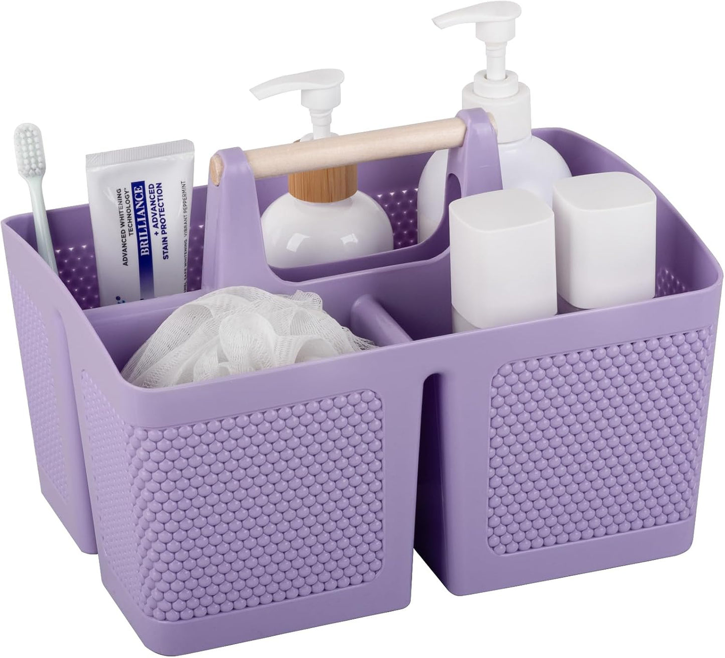 rejomiik Plastic Shower Caddy, Portable Shower Basket with Handle, Cream | Cleaning Caddy Organizer for Bathroom, College Dorm Room Essentials, Storage Tote