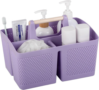 rejomiik Plastic Shower Caddy, Portable Shower Basket with Handle, Cream | Cleaning Caddy Organizer for Bathroom, College Dorm Room Essentials, Storage Tote