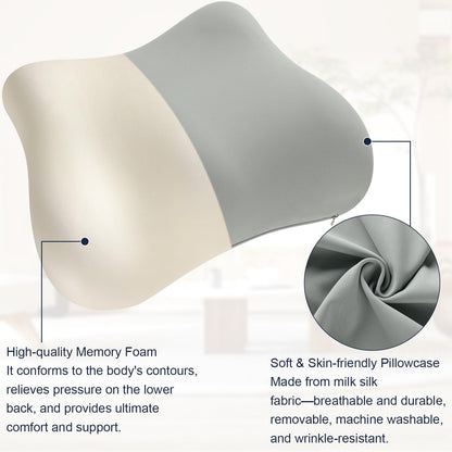 Lumbar Support Pillow for Office Chair Memory Foam Lumbar Cushion with Removable Cover Soft Back Support Pillow Suitable for Car, Couch, Gaming, Dark Blue