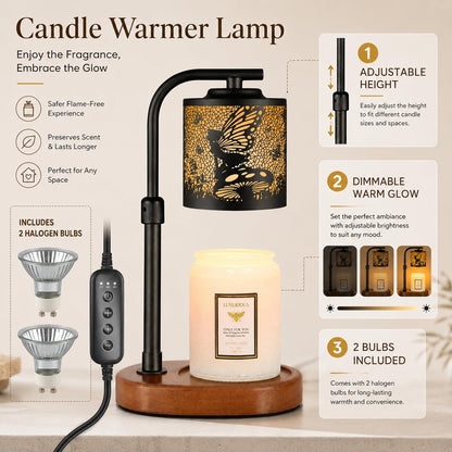 kobodon Candle Warmer Lamp with Timer Dragonfly Electric Candle Lamp Warmer