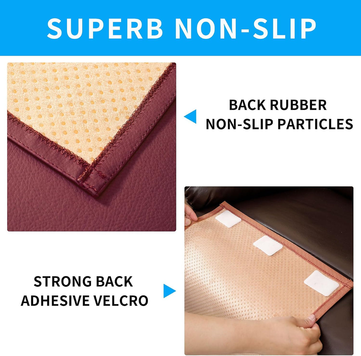 Non Slip Recliner Headrest Protector Washable Faux Leather Headrest Covers for Recliner Chair Waterproof Couch Head Rest Covers for Sofa,Furniture,Office Chair,Theater Seat