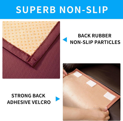 Non Slip Recliner Headrest Protector Washable Faux Leather Headrest Covers for Recliner Chair Waterproof Couch Head Rest Covers for Sofa,Furniture,Office Chair,Theater Seat