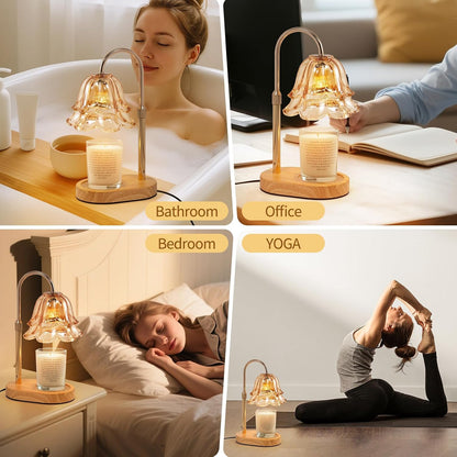 Flower Candle Warmer Lamp with Timer - Dimmable Electric Candle Lamp, Glod