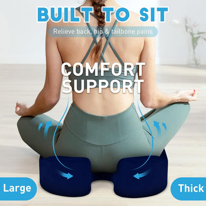 BlissTrends Memory Foam Seat Cushion for Office Chair & Car Seat, Black | 4.7in Ergonomic Tailbone & Sciatica Support with Removable Velvet Cover for Pressure Relief and Long Sitting Comfort