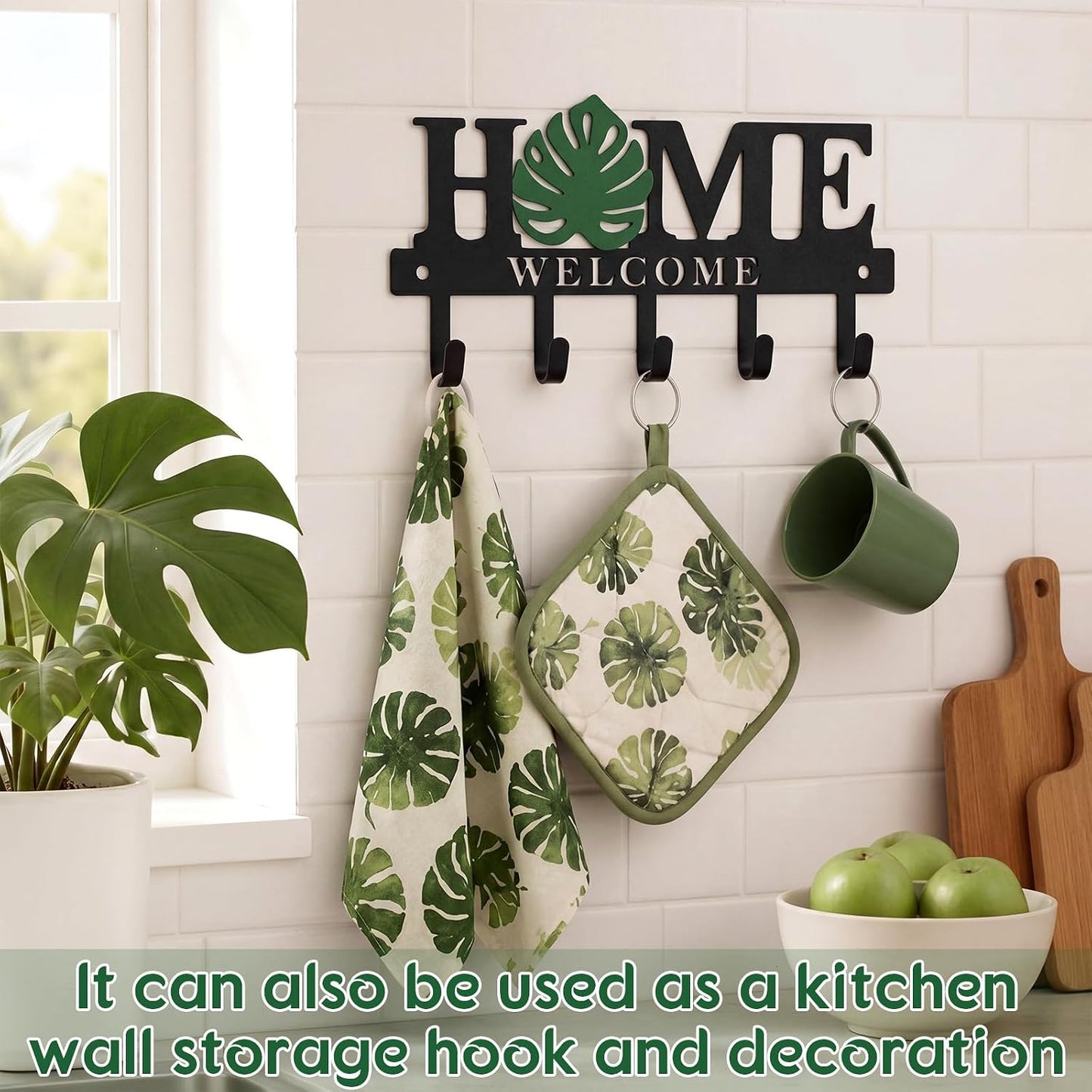 Key Holder Wall Mount Paw Print Metal Key Hooks Organizer Dog Leash Holder with 5 Hooks Rustic Farmhouse Decorative Welcome Home Wall Decor for Entryway Bathroom Dog Lover 9.8 Inch