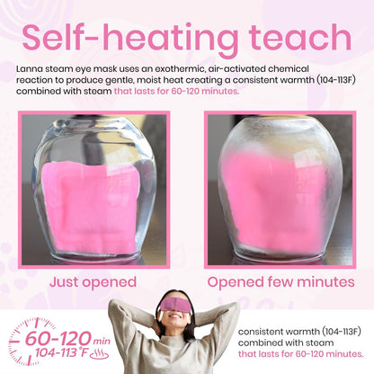 LANNA Heated Steam Eye Mask, Disposable 120 Minutes Chamomile Scent 10 Pcs