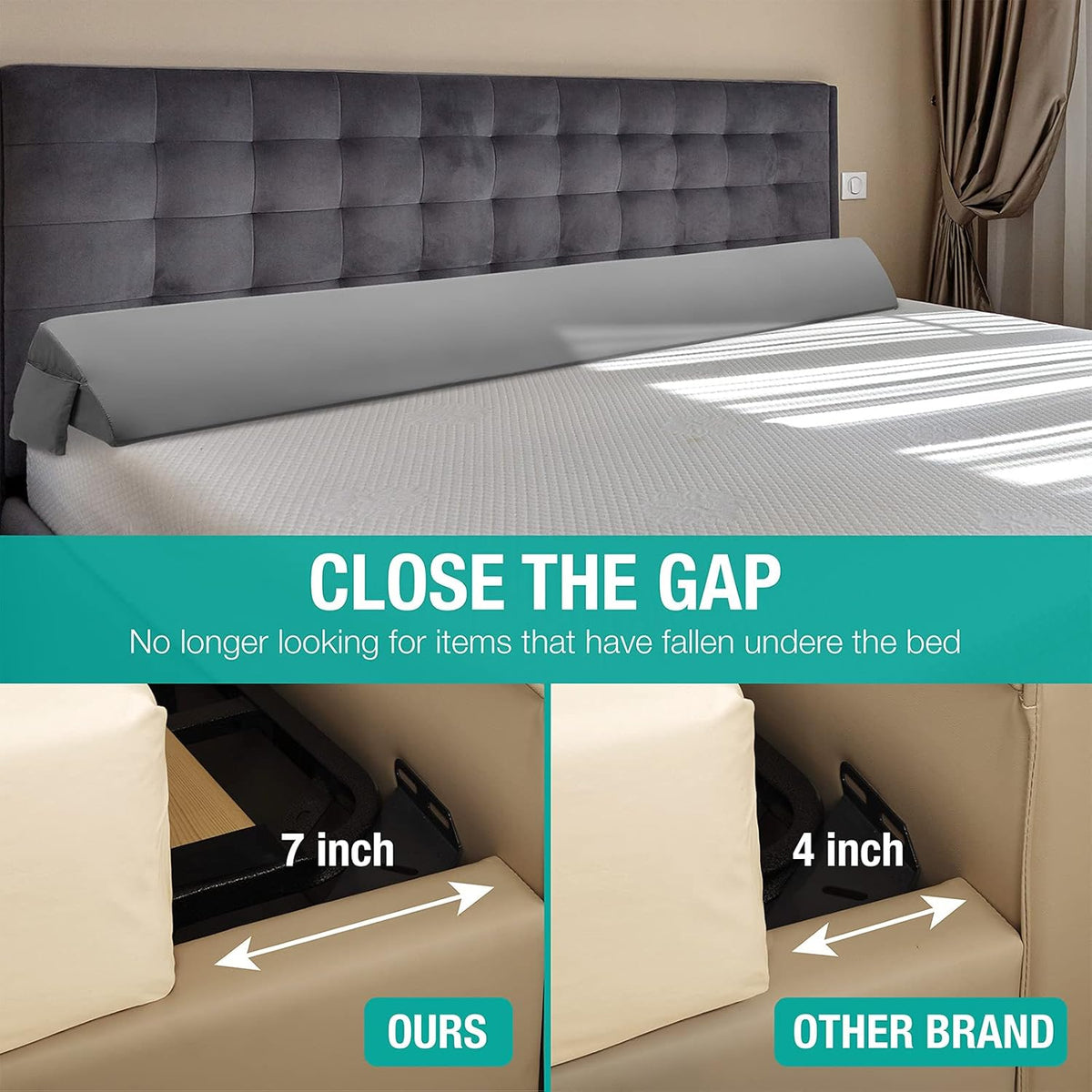 Vekkia 34" Extra-Long Wedge Pillow,7.5" Bed Wedge Pillow for Sleeping,White