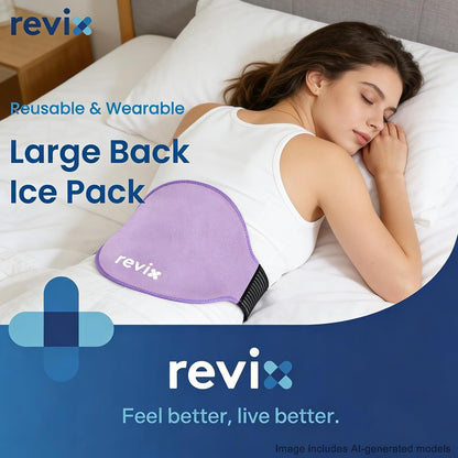 REVIX Extra Large Lower Back Ice Pack Wrap, 2 Pack Gel Wrap for Lumbar | Reusable Cold Gel for Sciatica & Waist Relief, 13.4 x 11 in, Hands-free Lumbar Wrap for Men & Women, Blue